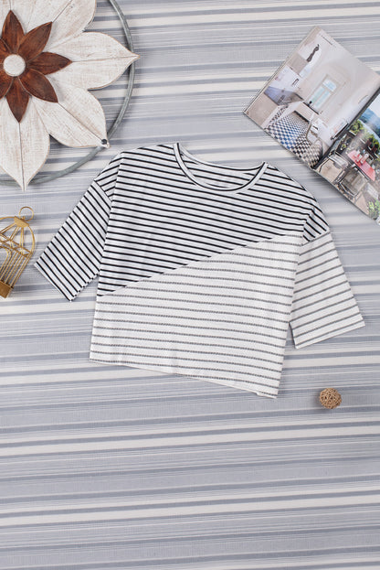 d Patchwork Short Sleeve Top | Stripe