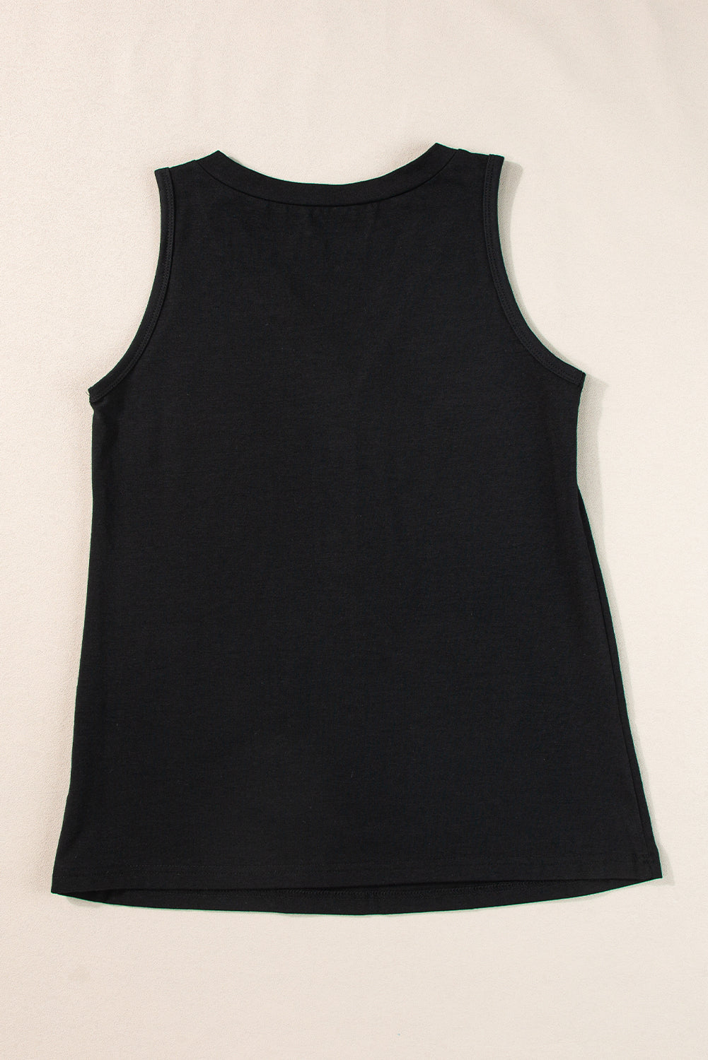 Half Button V Neck Patched Pocket Tank Top | Black