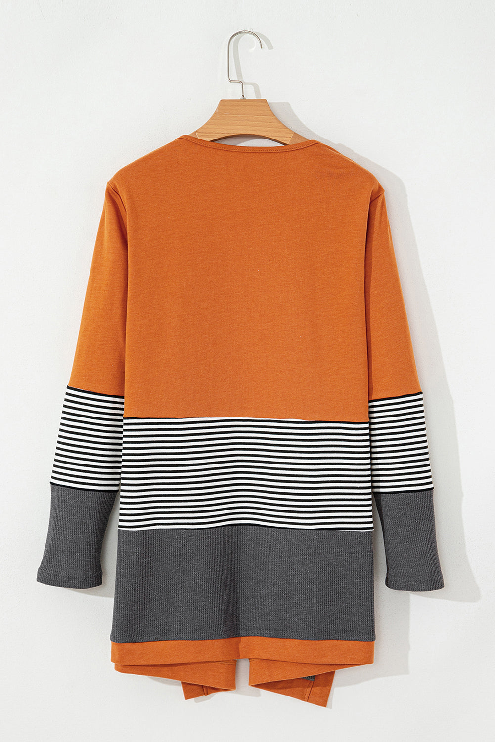 Colourblock Striped Patchwork Open Cardigan | Orange