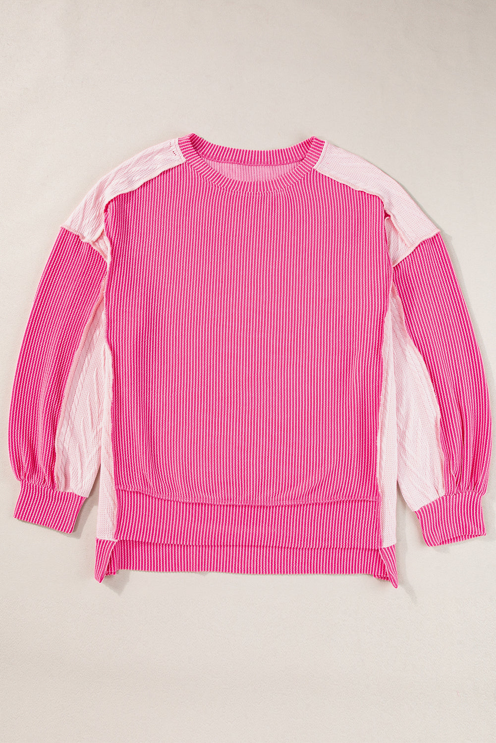 Cable Knit Colourblock Exposed Seam Sweatshirt | Bonbon