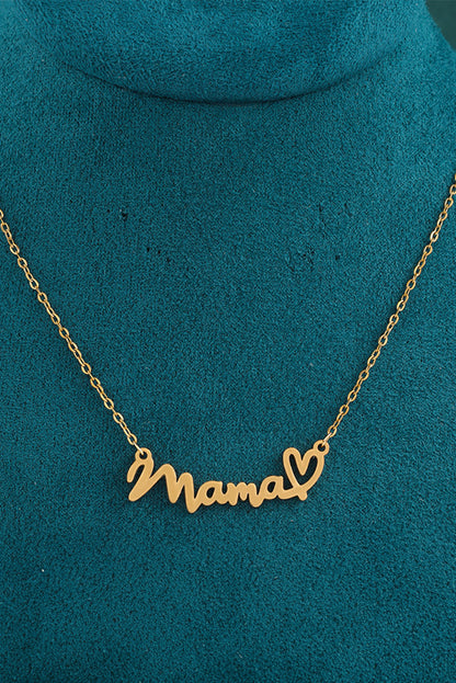 Mama Heart Pendant Chain Necklace | Gold