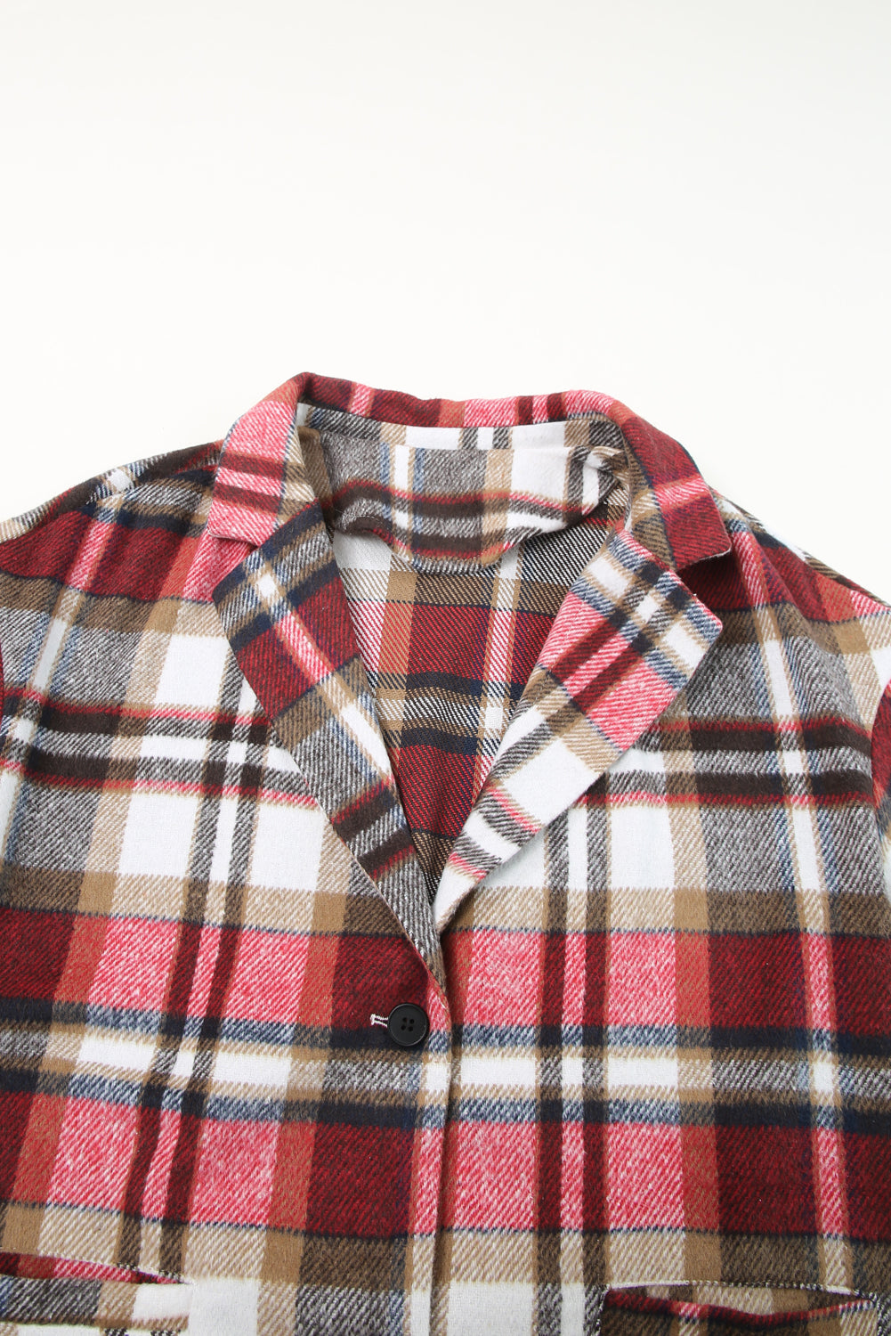 Plaid Button Up Lapel Jacket | Fiery Red