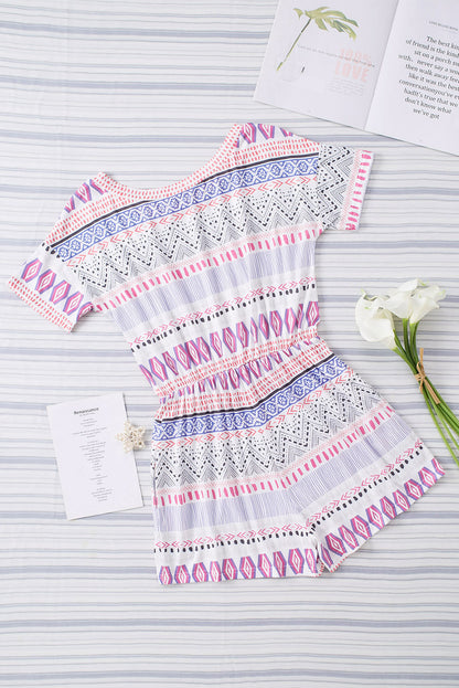 Aztec Print Short Sleeve Romper | Multicolour