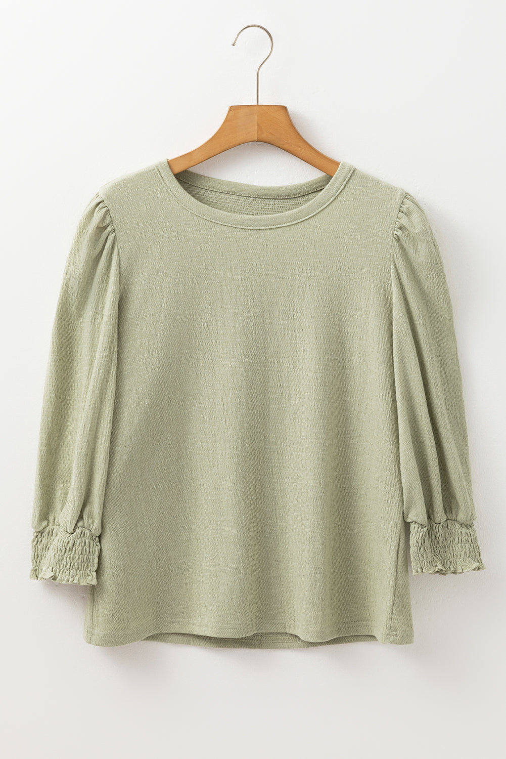 Textured Round Neck Half Sleeve Blouse | Laurel Green