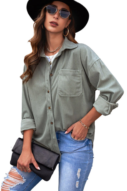 Corduroy Button Pocket Shirt | Gray