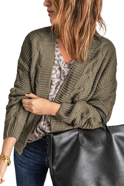 Olive Chunky Wide Long Sleeve Knit Cardigan | Olive Green