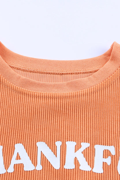 Thankful Ribbed Corduroy Oversized Sweatshirt | Orange