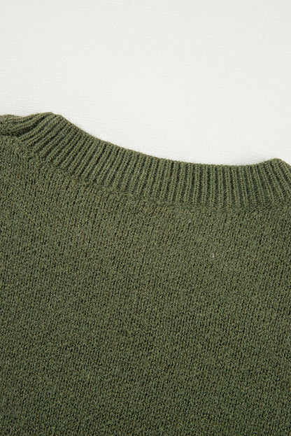 Flower Sleeve Drop Shoulder Sweater | Moss Green