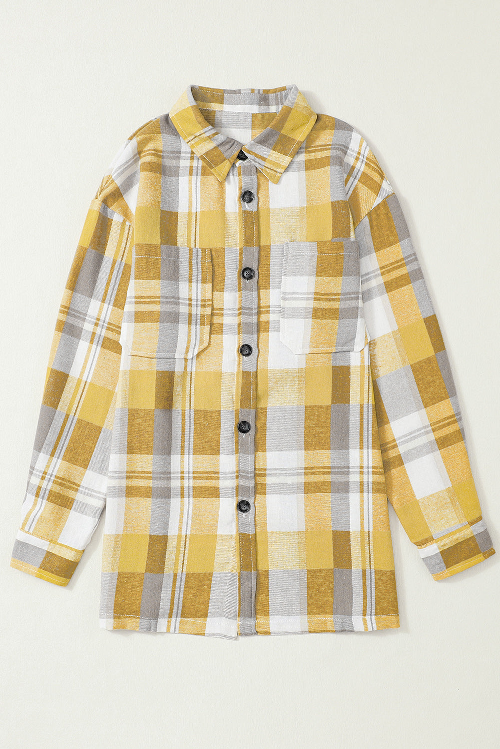 Plaid Button Up Patch Pocket Shirt | Yellow