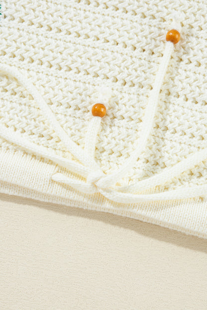 Daisy Flower Pointelle Knit Sweater | White