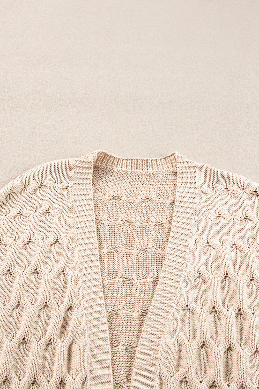 Cable Knit Eyelet Side Pockets Baggy Cardigan | Jet Stream