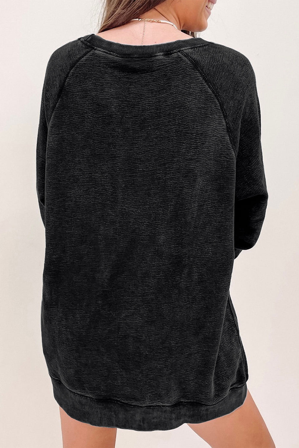 Mineral Wash Oversized Pullover Sweatshirt | Black