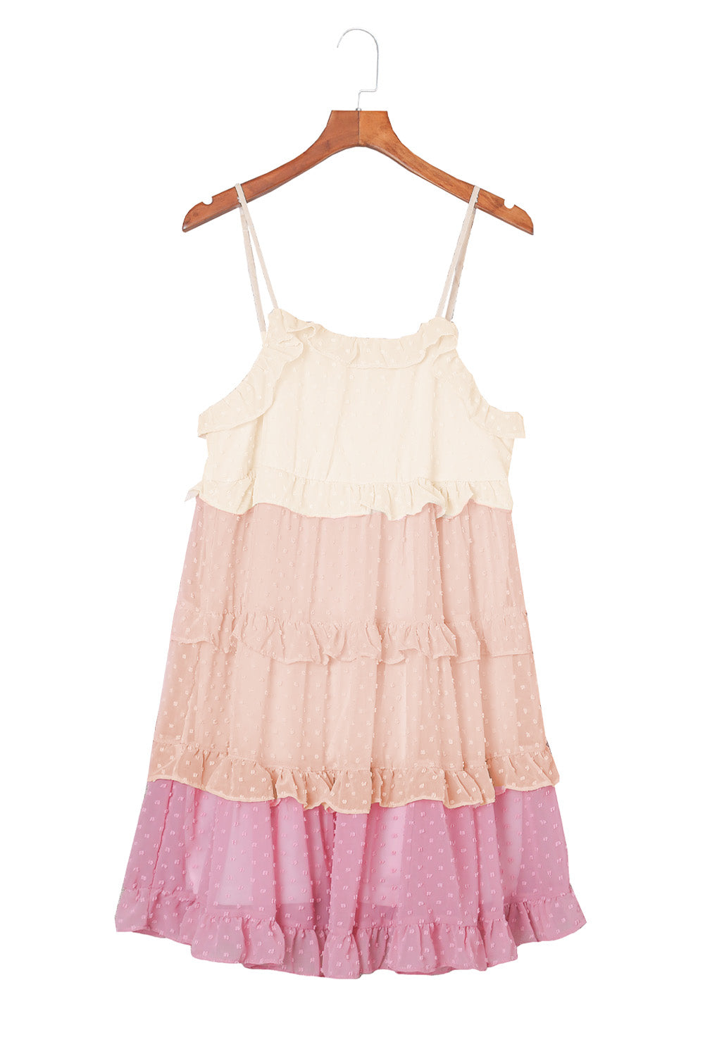 Ombre Swiss Dot Ruffled Tiered Mini Dress | Pink