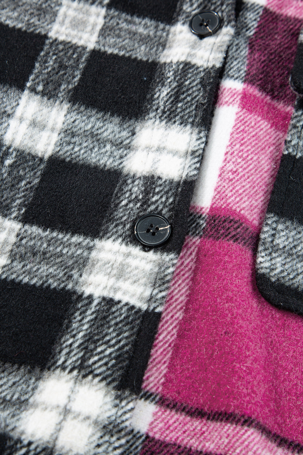 Plaid Colourblock Loose Shacket | Black