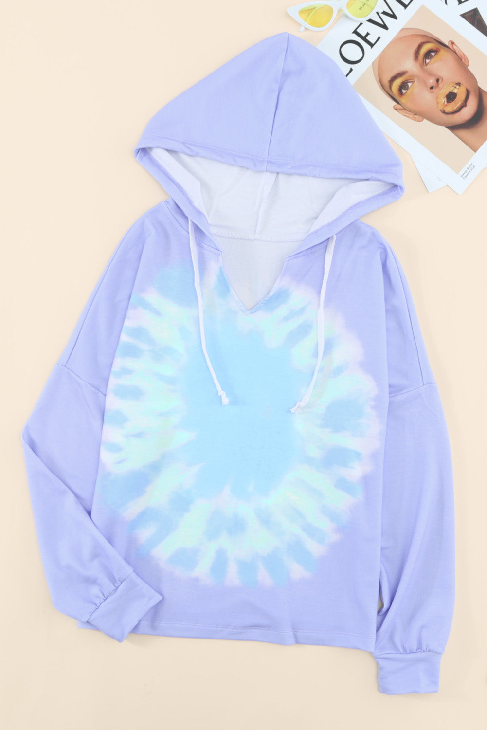 Colourblock The Sun Cotton Blend Tie Dye Hoodie | Purple