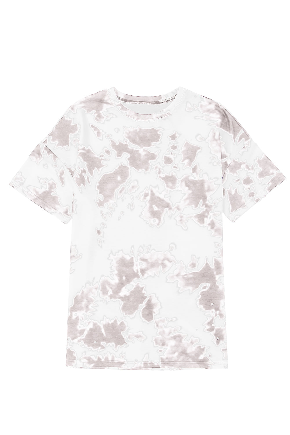 Tie-Dye Round Neck Short Sleeve Top | White