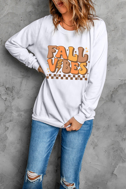 Fall Vibes Graphic Drop Shoulder Sweatshirt | Beige