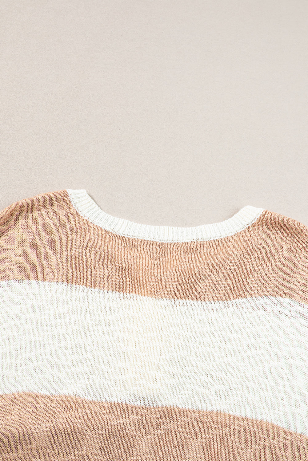 Oversized Colourblock Frayed High Low Henley Sweater | Khaki