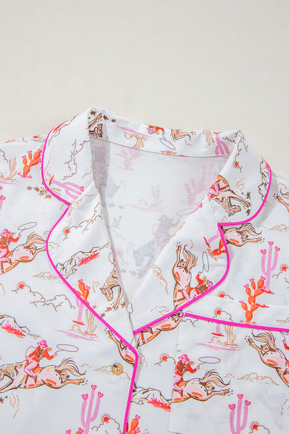 Cowgirl Country Print Pajamas Set | White