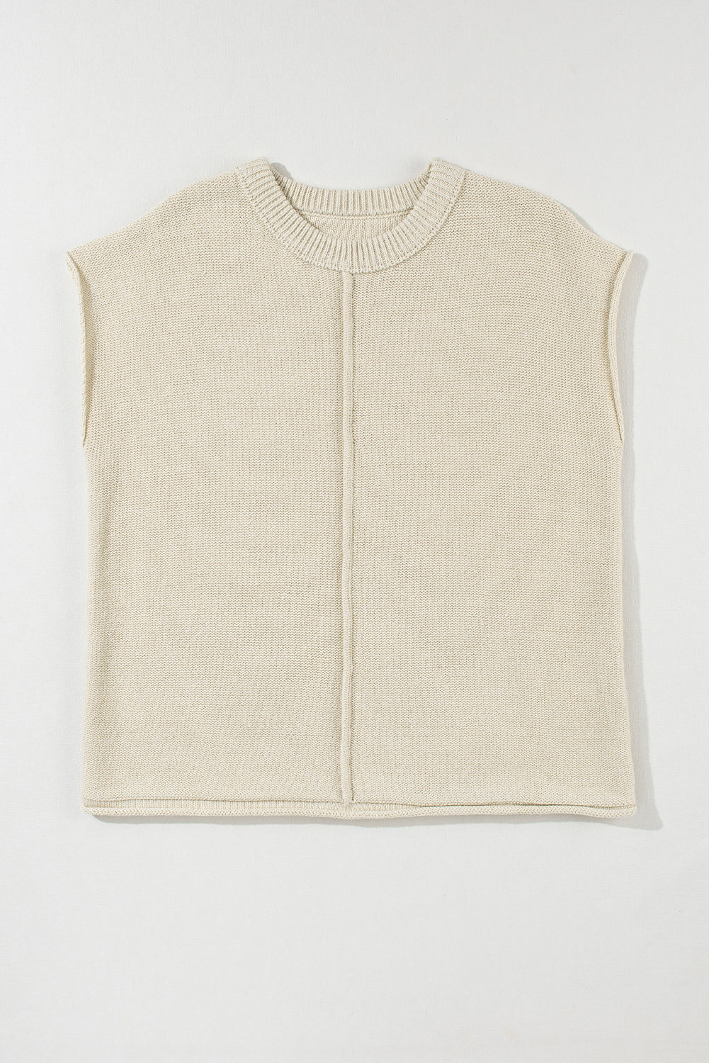 Solid Colour Cap Sleeve Knitted Sweater | Oatmeal