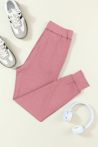 Drawstring Waist Pocketed Joggers | Fushia