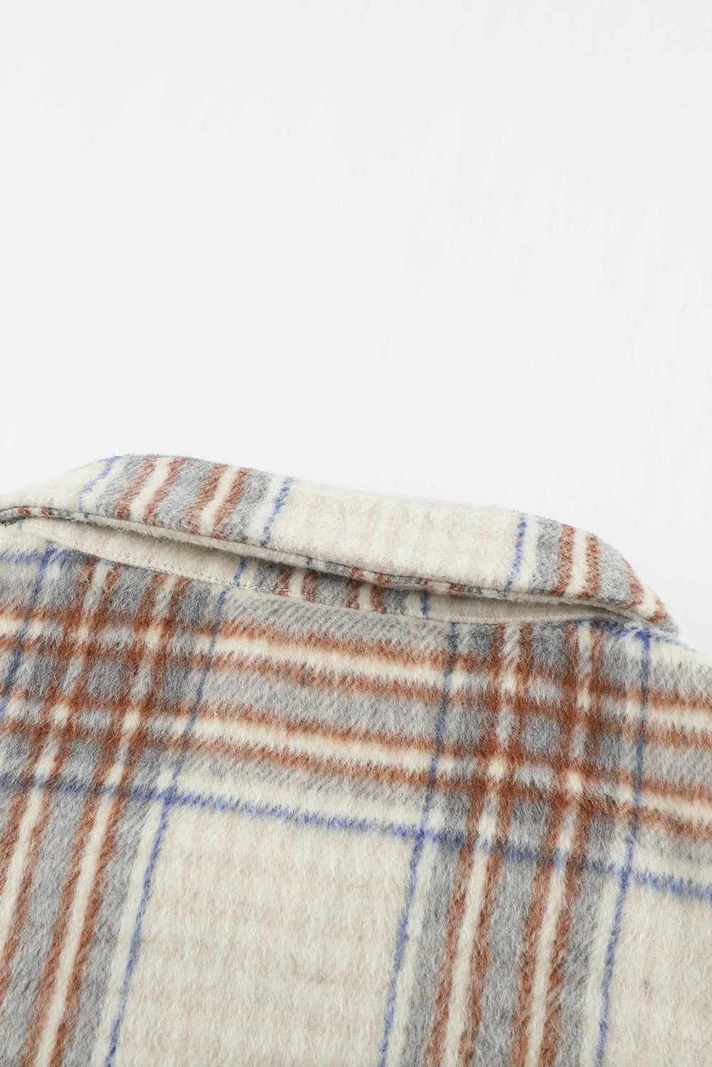 Chest Pocket Plaid Half Zip Sweatshirt | Apricot