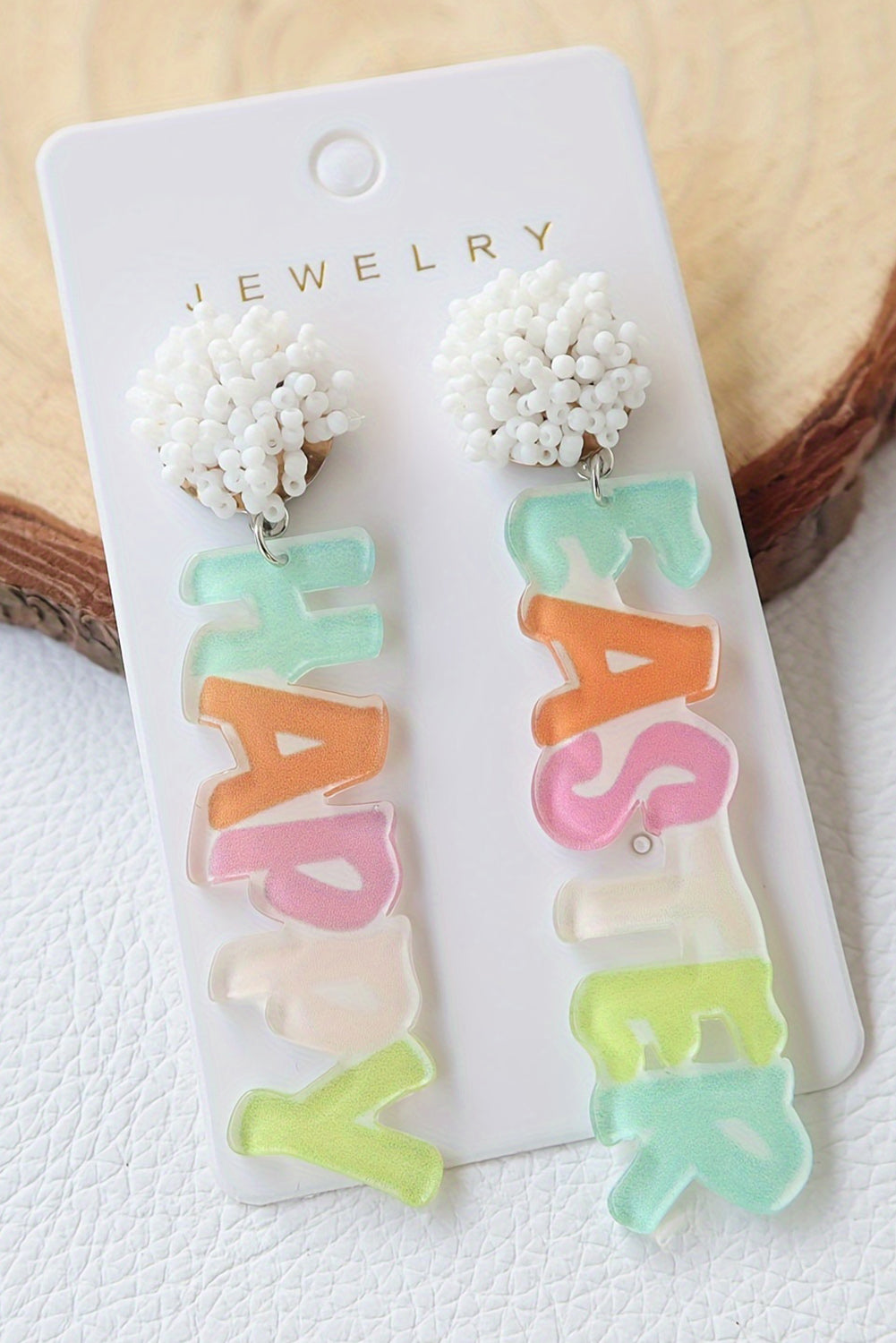 Colourful Happy Easter Drop Earrings | Pink