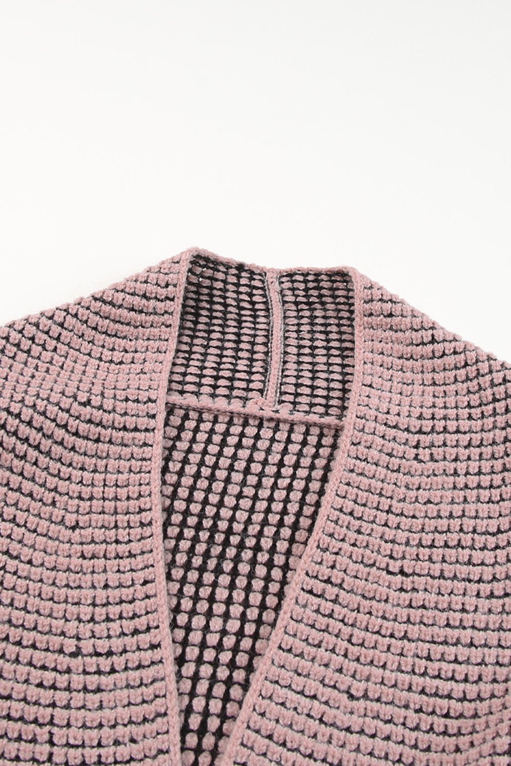 Chunky Waffle Knit Oversized Collar Cardigan | Pink