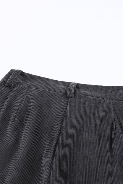 Corduroy High Waist Straight Leg Pants | Gray