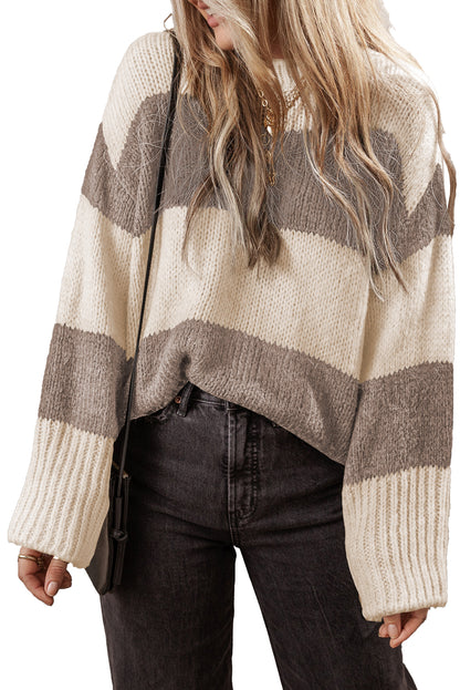 Colourblock Loose Pullover Sweater | Simply Taupe