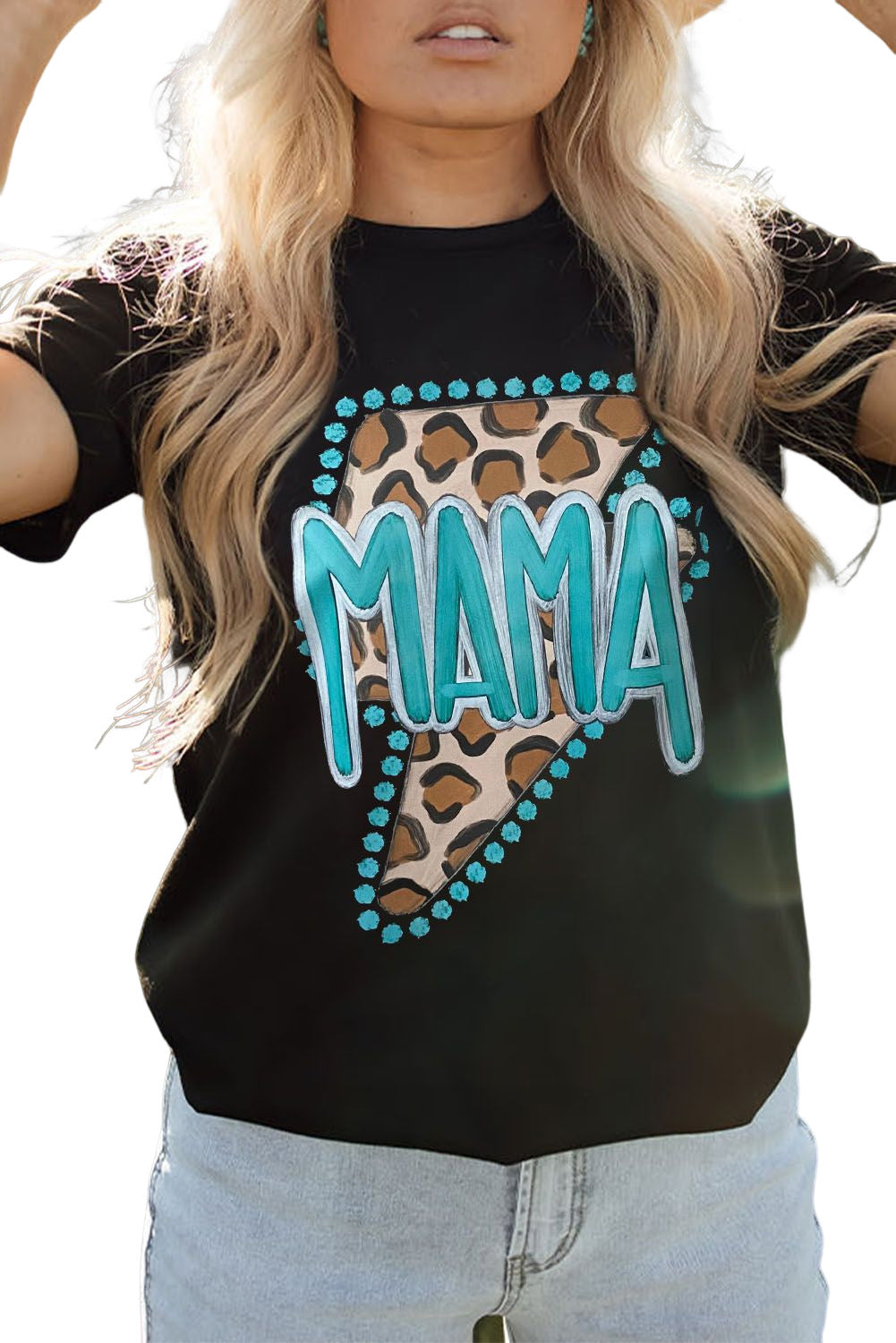 Western Mama Leopard Lightning Graphic Tee | Black