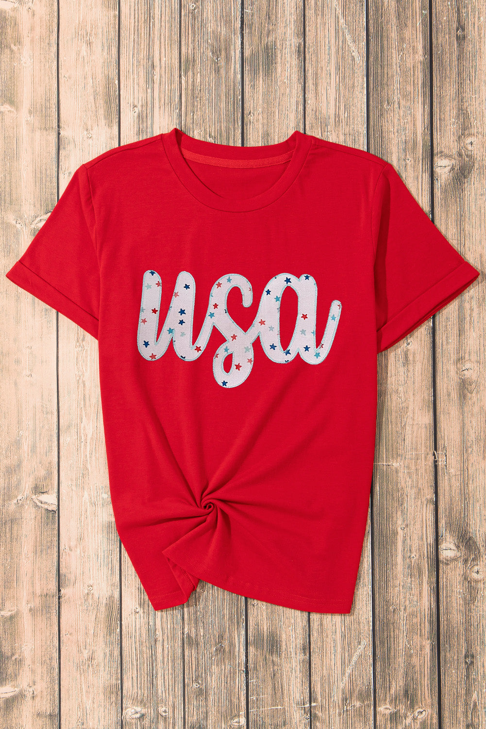 Starry Usa Graphic Crewneck T Shirt | Red