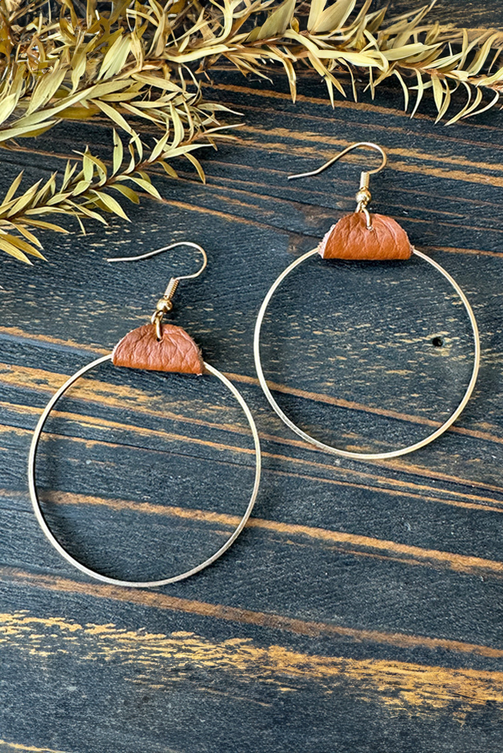 Pu Leather Hoop Earrings | Chestnut