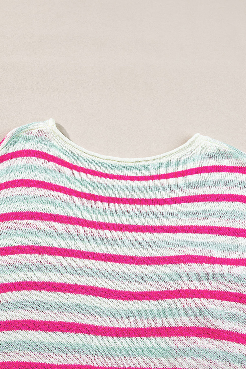 Oversized Drop Shoulder Sweater With Pocket | Rose Stripe