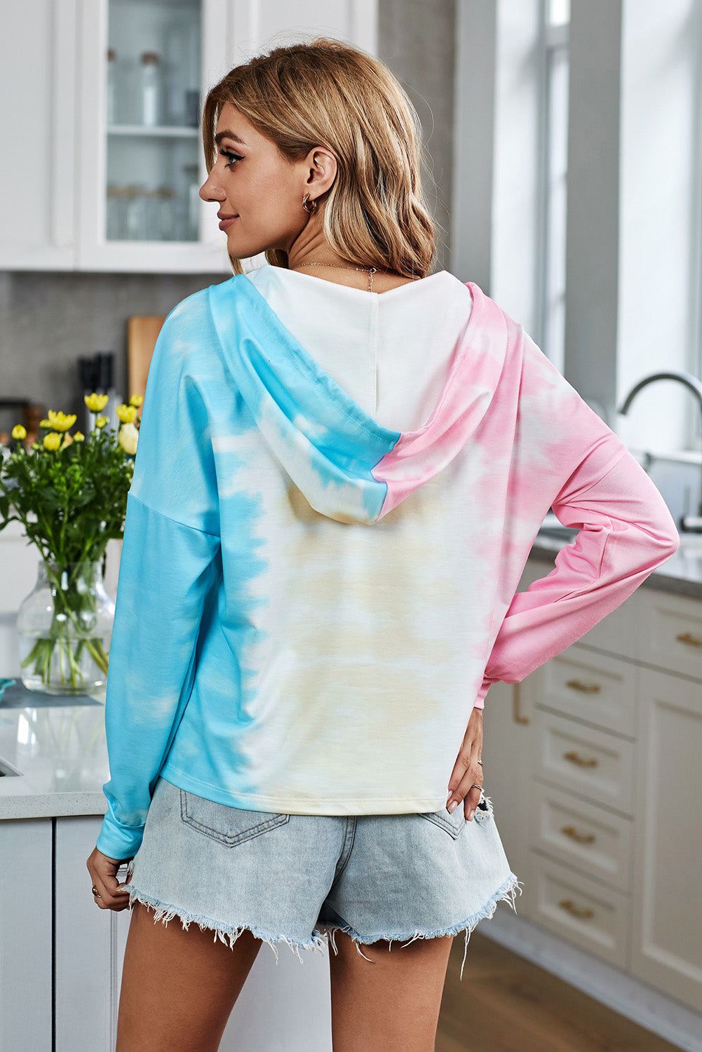 Colourblock The Sun Cotton Blend Tie Dye Hoodie | Pink