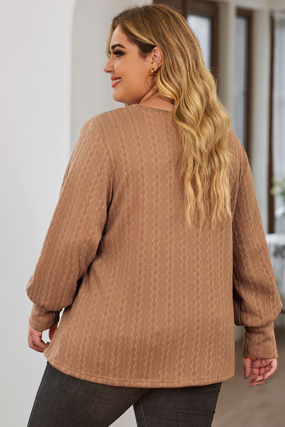 Subtle Cable Knit Plus Size Jumper | Khaki