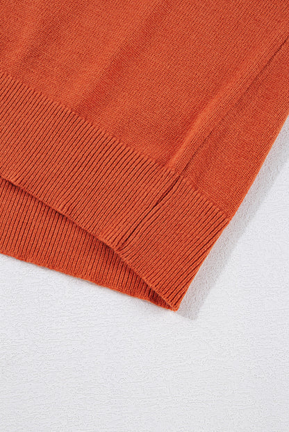 Boo Knitted Pattern Ribbed Edge Drop Shoulder Sweater | Orange