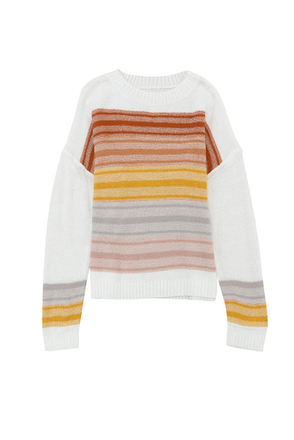 Stripe Long Sleeve Round Neck Sweater | Multicolour