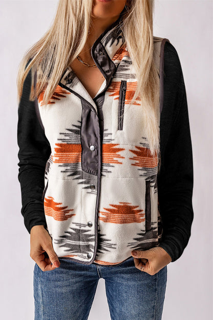 Fuzzy Aztec Western Fashion Vest Jacket | Multicolour