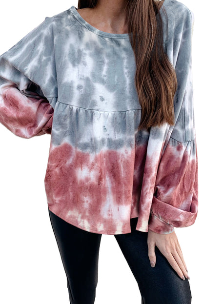 Tie Dye Bishop Sleeve Loose Sweatshirt | Multicolour