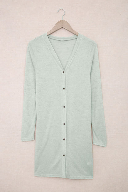 Solid Colour Open-Front Buttons Cardigan | Gray