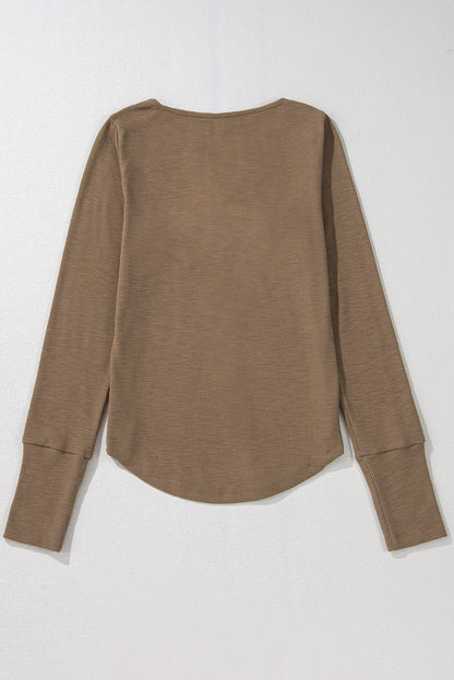 Anglaise Broider Ribbed Long Sleeve Top | Chestnut