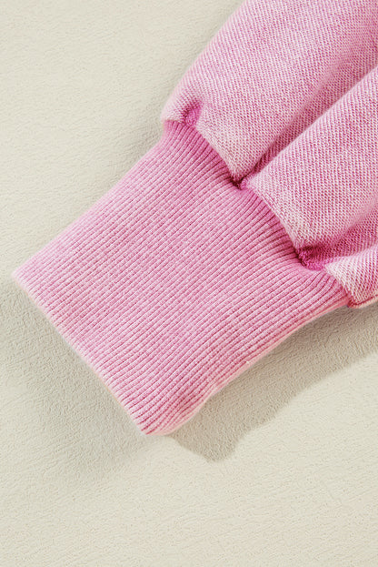 Mineral Wash Drop Shoulder Pullover Sweatshirt | Strawberry Pink