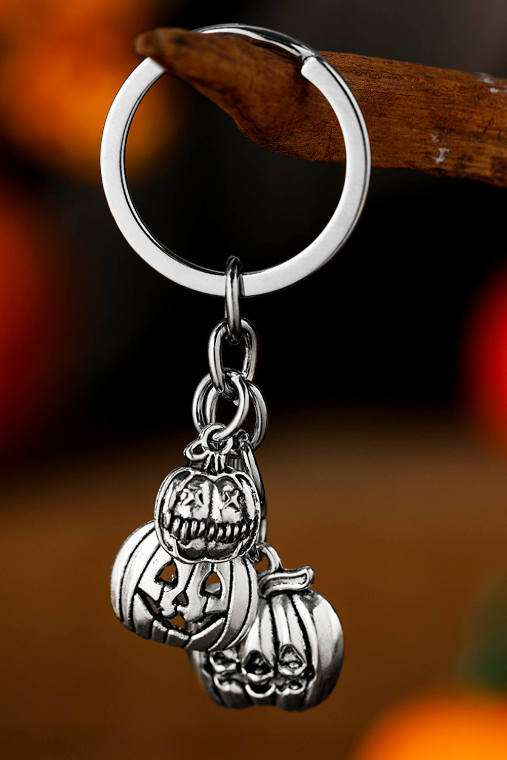 Halloween Pumpkin Face Alloy Keychain | Silvery