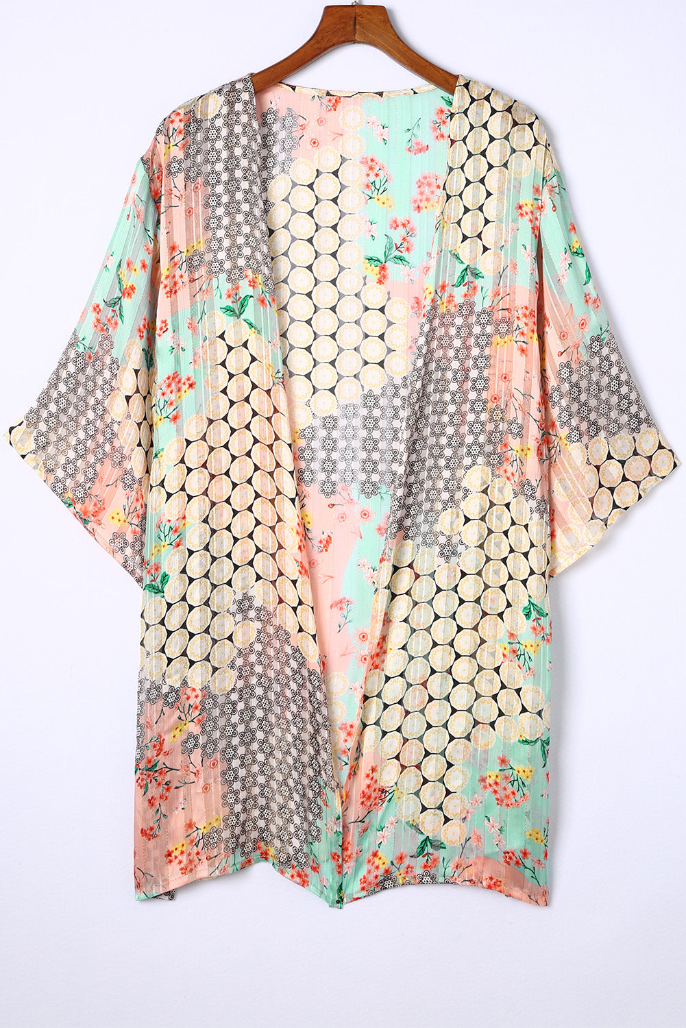 Floral Open Sheer Shimmer Kimono | Multicolour