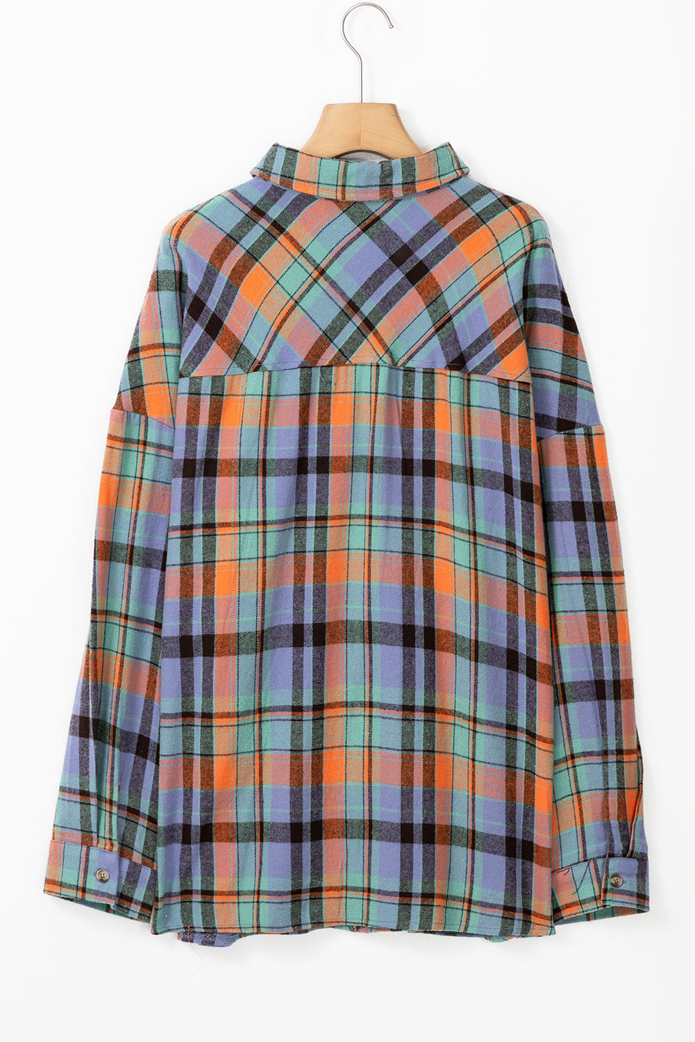 Plus Size Plaid Print Buttoned Shirt | Orange