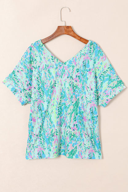 Loose Painted Floral Tee | Green