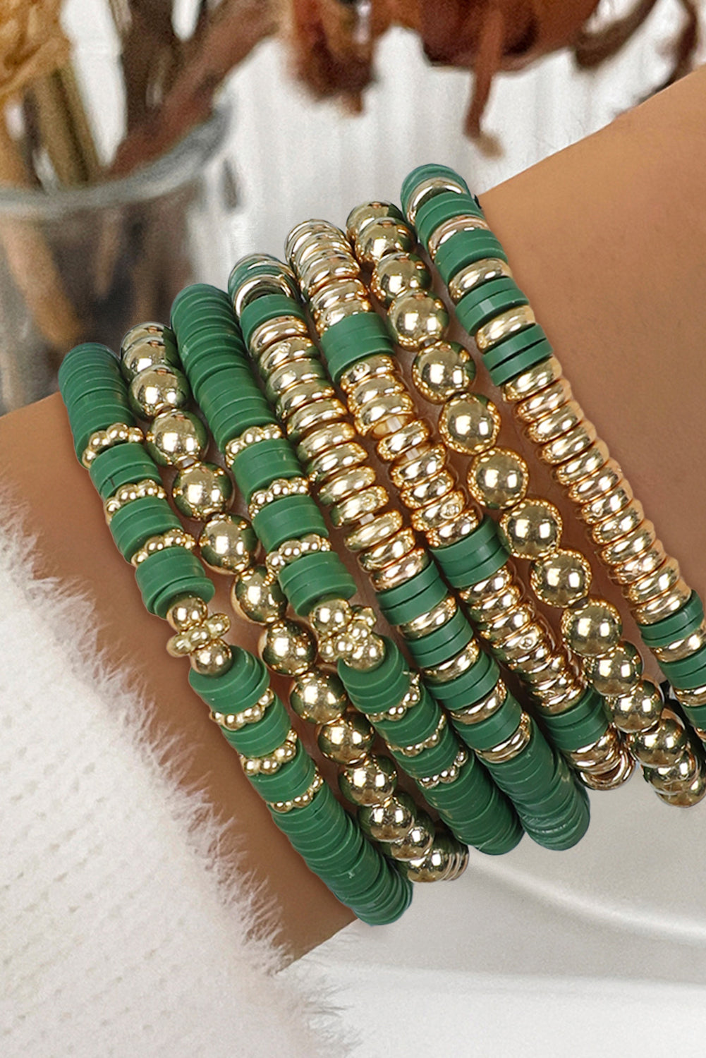 St Patricks Multi Layered Beaded Bracelet Set | Vineyard Green