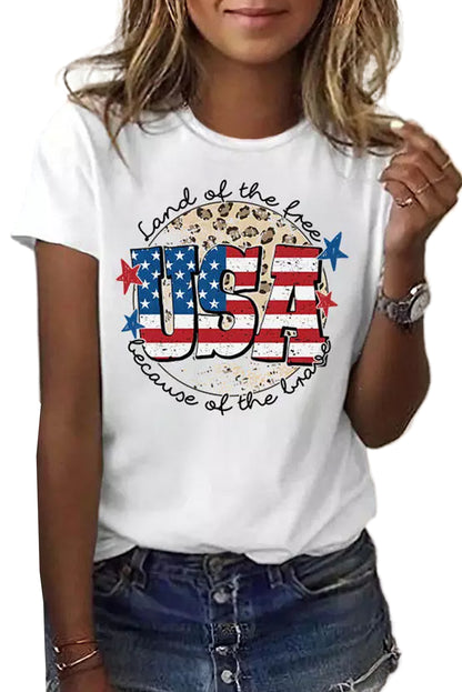 Usa Flag Slogan Graphic T-Shirt | White