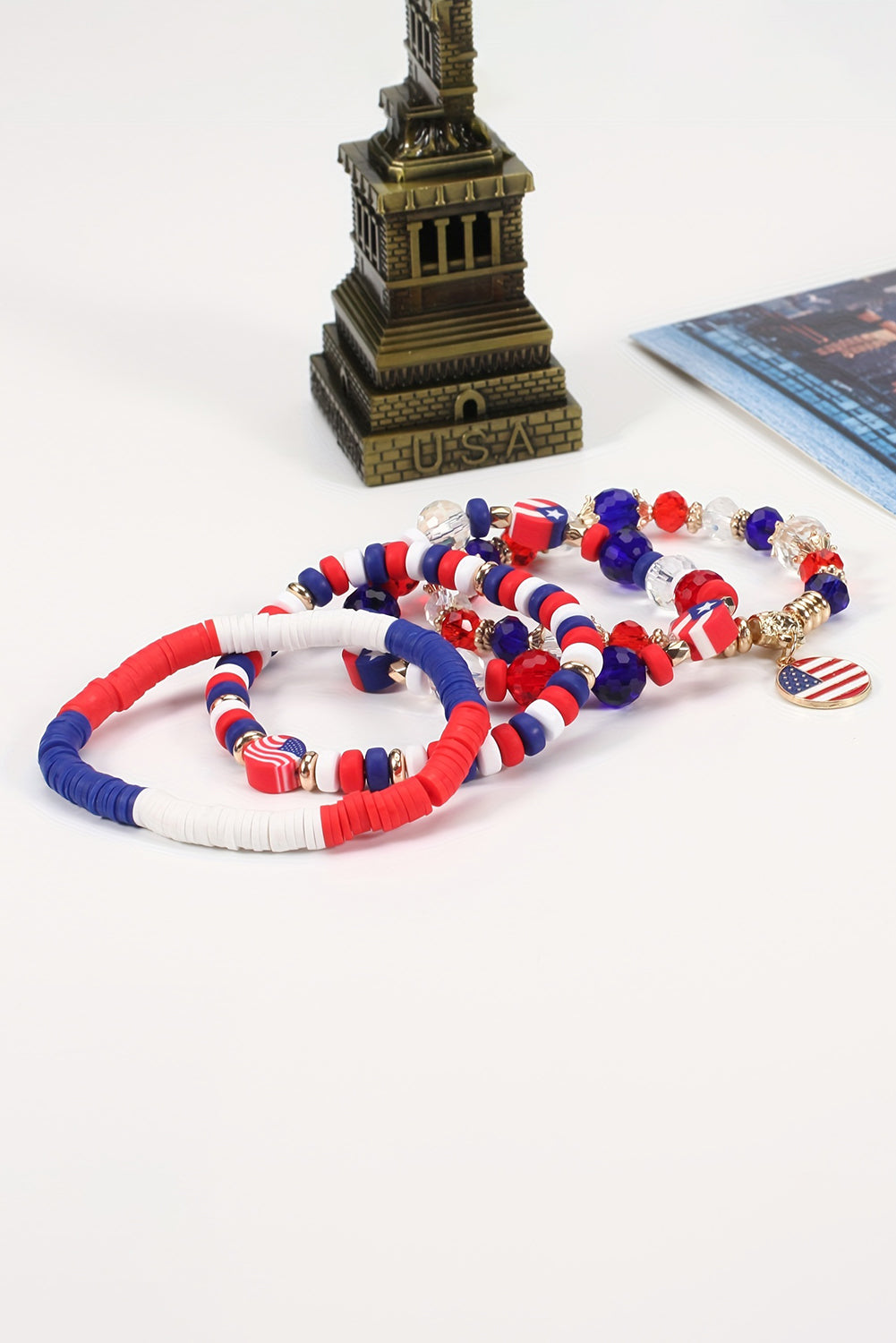 Flag Day Beaded Multilayered Bracelet | Fiery Red